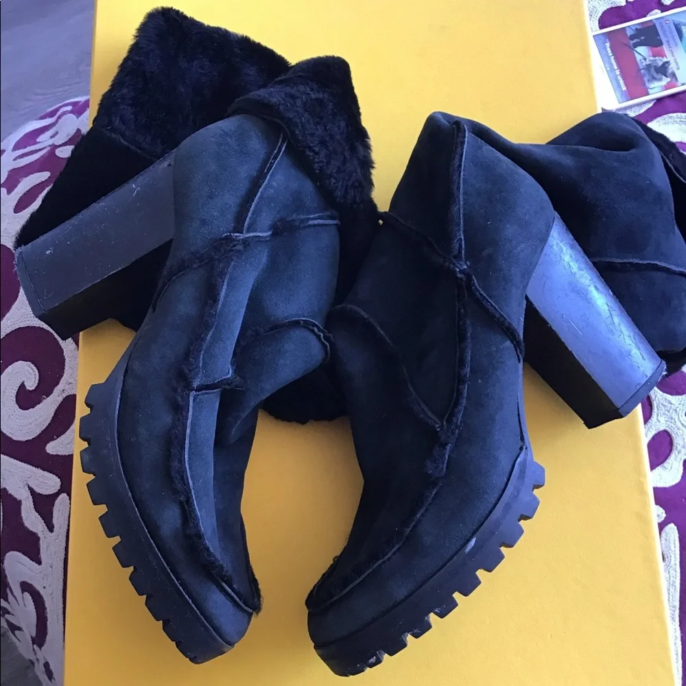 Fendi Black Suede Knee-High Platform Heeled Boots